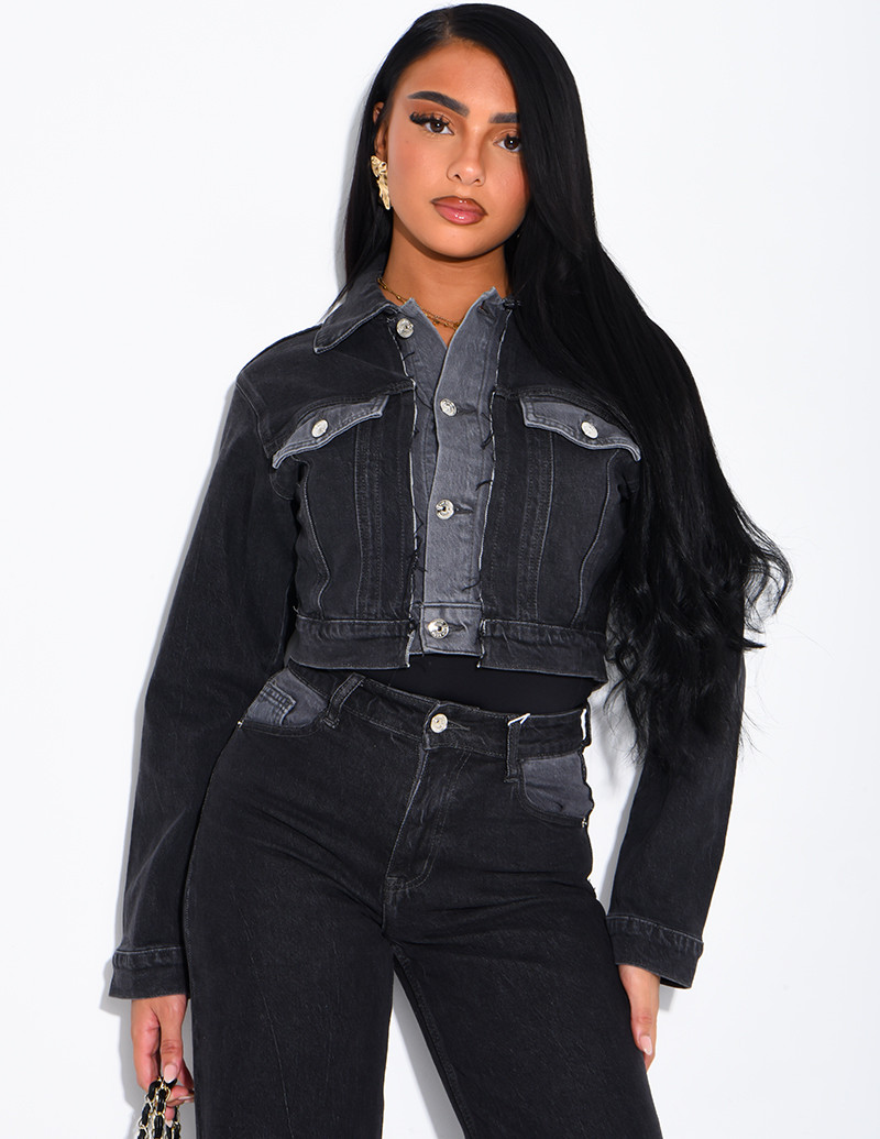 Short denim jacket with...