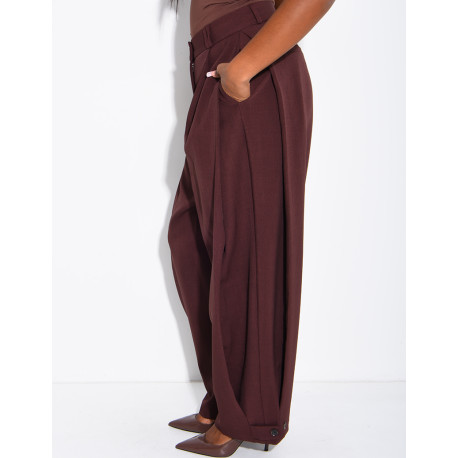Pantalon de tailleur bouffant à boutons aux chevilles
