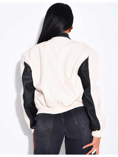 Veste en similicuir bi-color