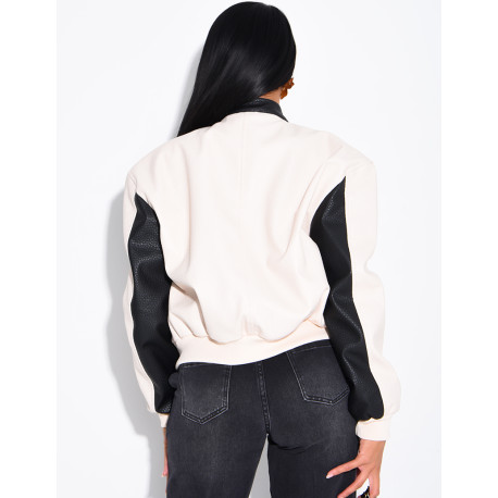 Veste en similicuir bi-color