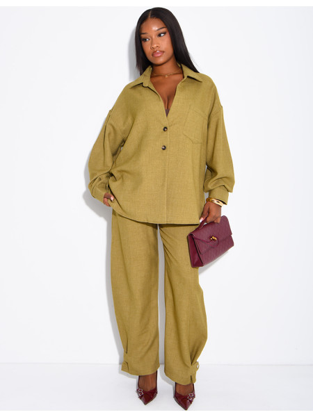 Ensemble en laine chemise oversize et pantalon ballon
