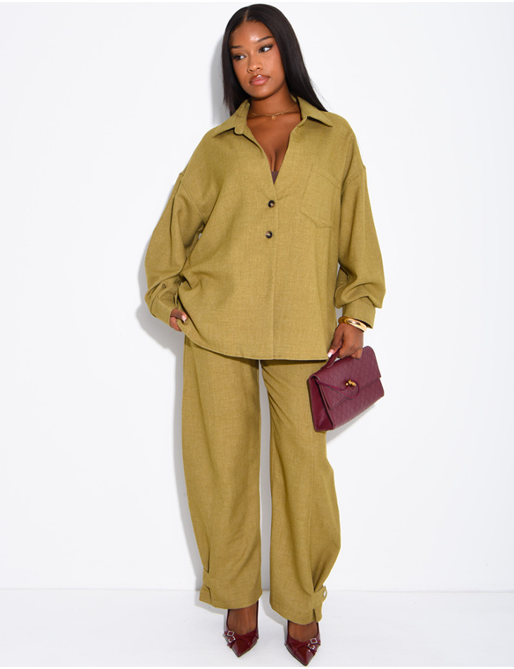 Ensemble en laine chemise oversize et pantalon ballon