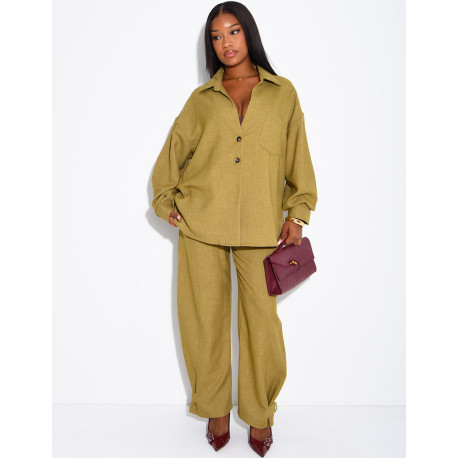 Ensemble en laine chemise oversize et pantalon ballon