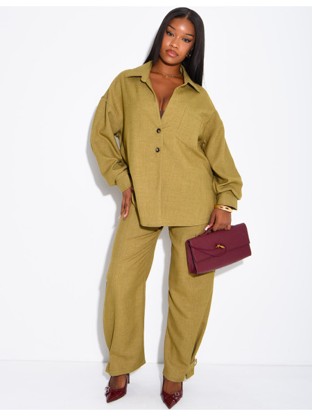 Ensemble en laine chemise oversize et pantalon ballon