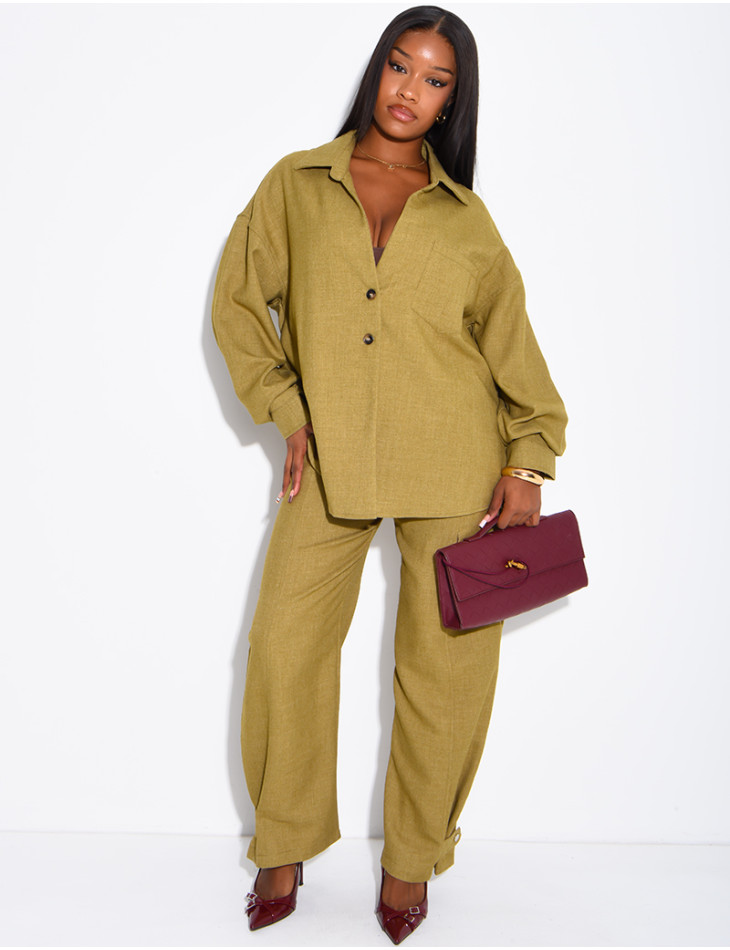 Ensemble en laine chemise oversize et pantalon ballon