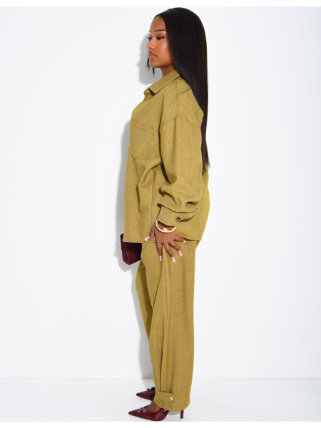 Ensemble en laine chemise oversize et pantalon ballon