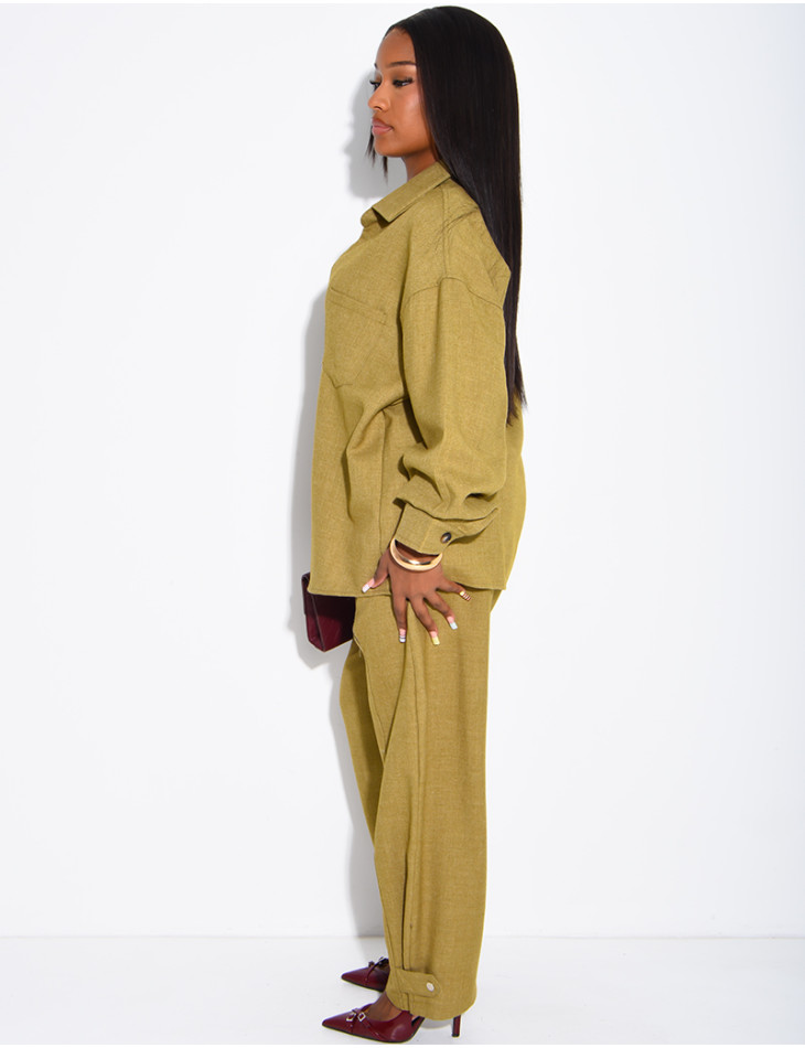 Ensemble en laine chemise oversize et pantalon ballon