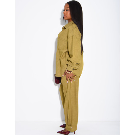 Ensemble en laine chemise oversize et pantalon ballon