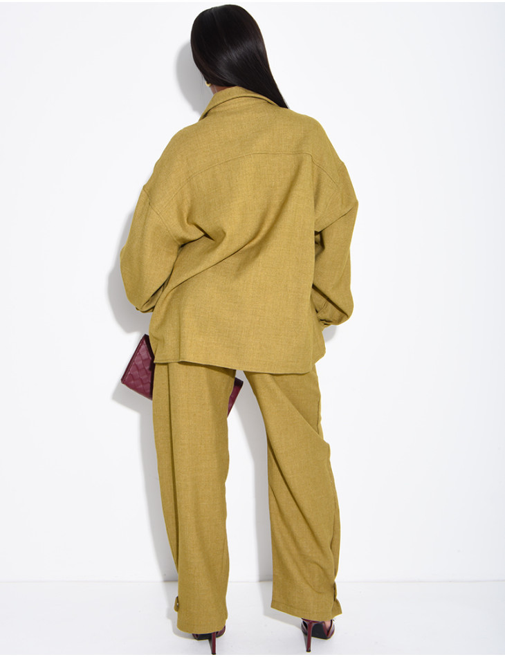 Ensemble en laine chemise oversize et pantalon ballon