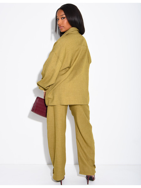 Ensemble en laine chemise oversize et pantalon ballon