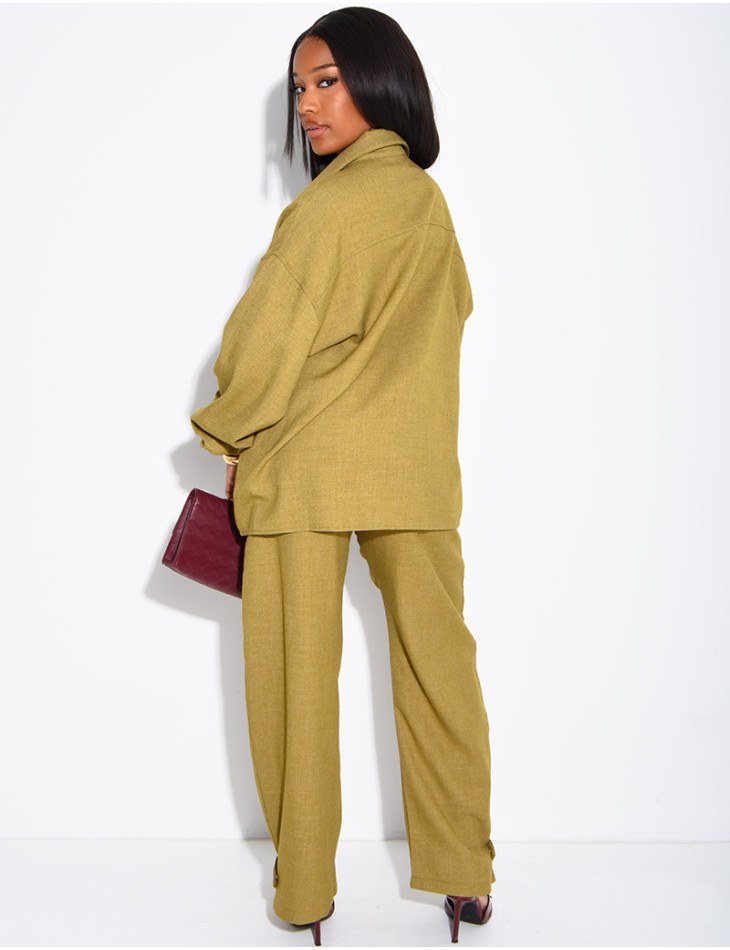Ensemble en laine chemise oversize et pantalon ballon