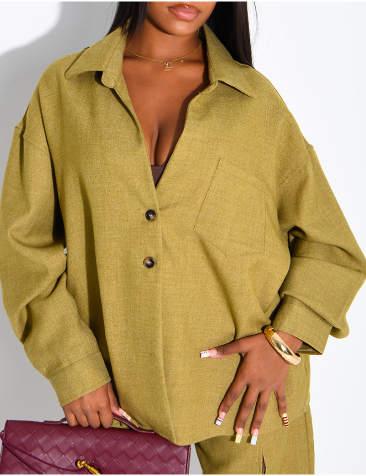 Ensemble en laine chemise oversize et pantalon ballon