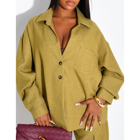 Ensemble en laine chemise oversize et pantalon ballon