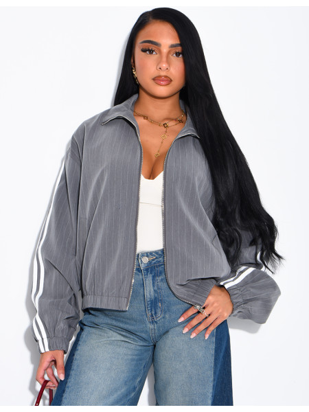 Striped jacket with shoulder stripes