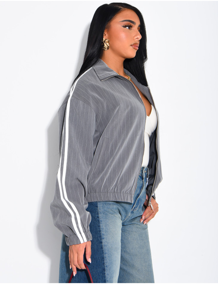 Striped jacket with shoulder stripes