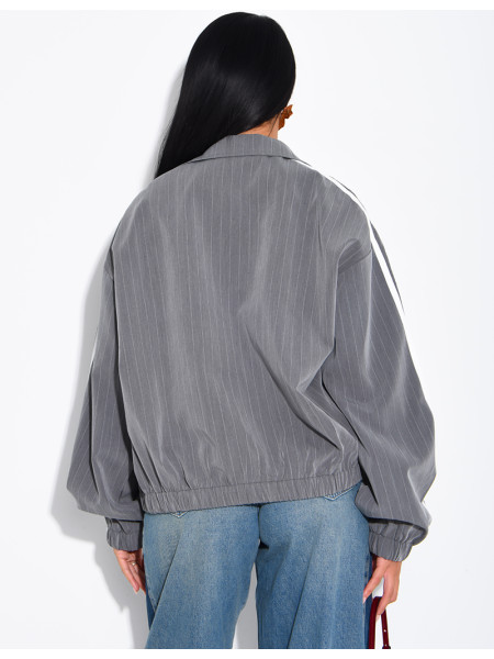Striped jacket with shoulder stripes