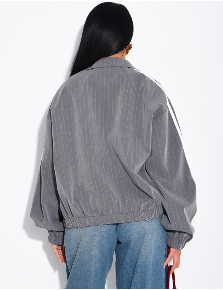 Striped jacket with shoulder stripes