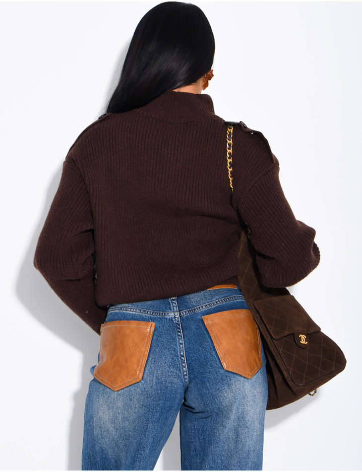 Ribbed button-up cardigan