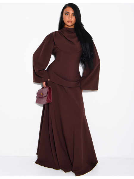Ensemble jupe longue et top à col drapé