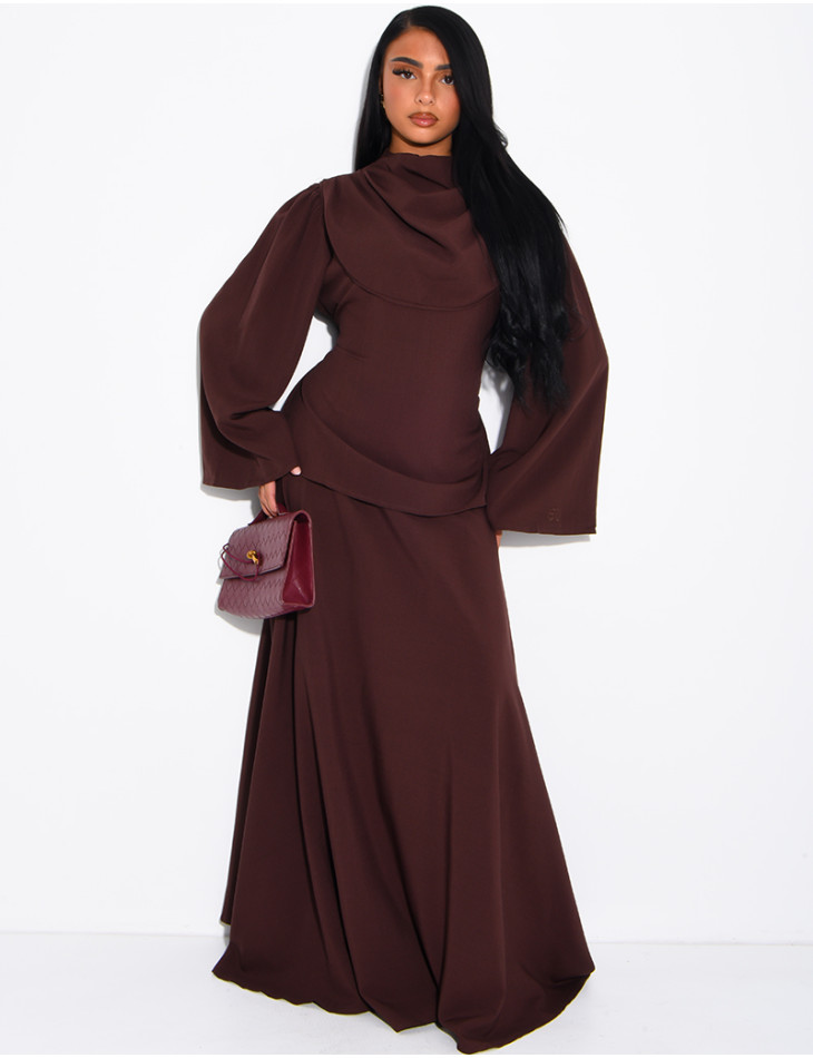 Ensemble jupe longue et top à col drapé