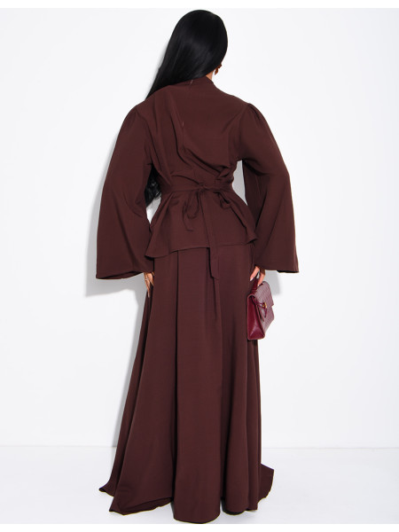Ensemble jupe longue et top à col drapé