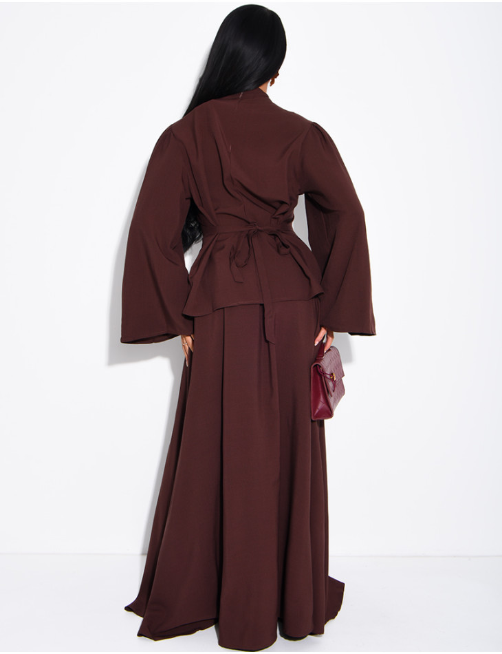 Ensemble jupe longue et top à col drapé