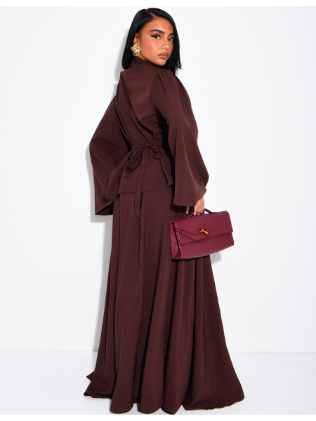 Ensemble jupe longue et top à col drapé