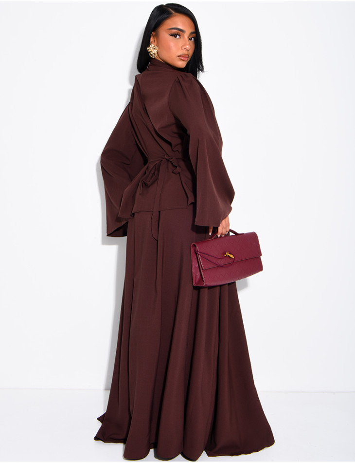Ensemble jupe longue et top à col drapé