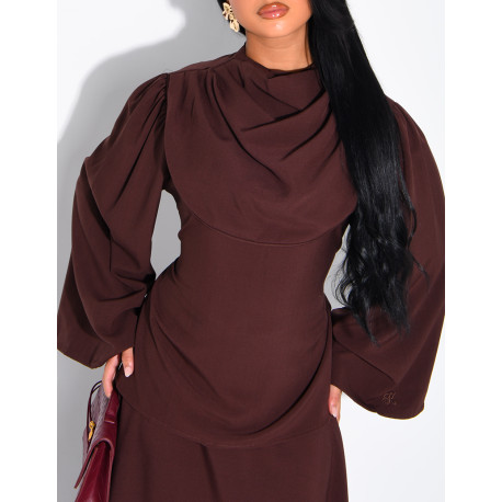 Ensemble jupe longue et top à col drapé