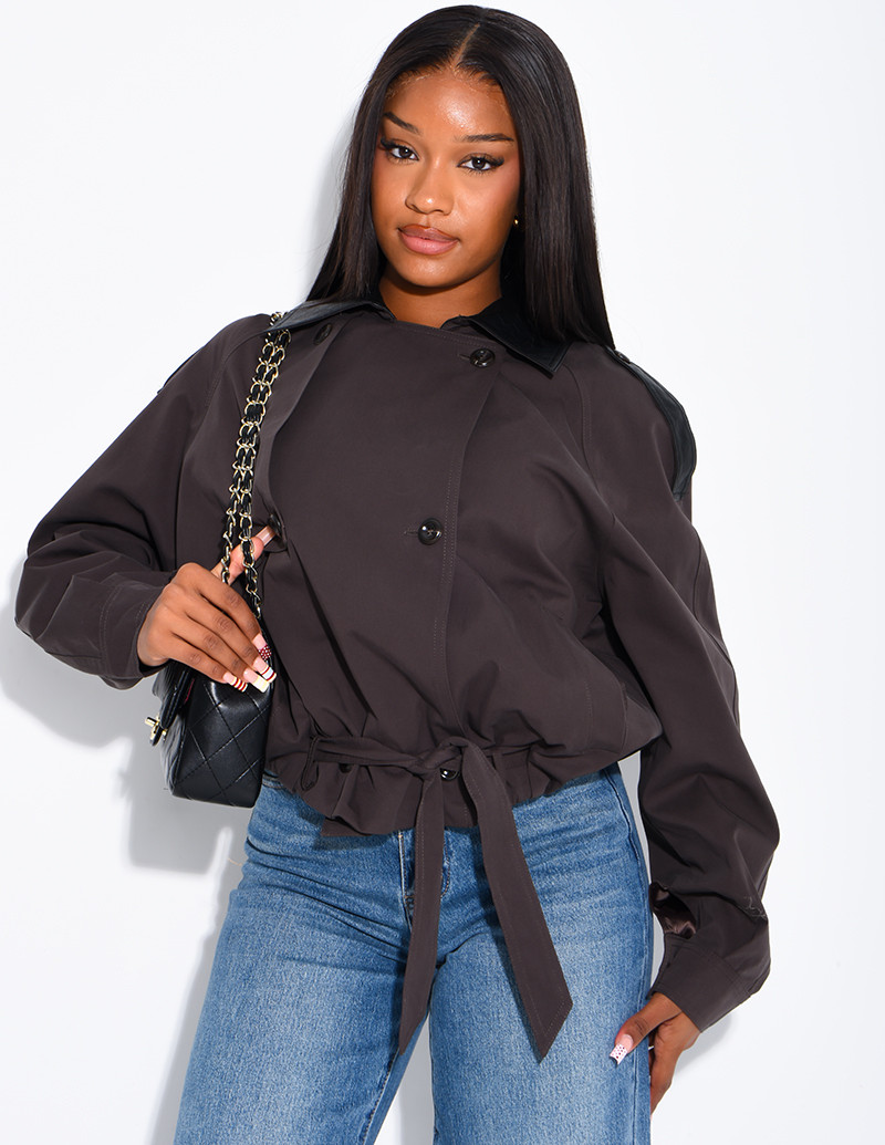 Veste courte style trench à...