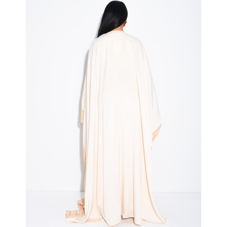 Ensemble à broderies & strass robe sans manches et kimono avec ceinture