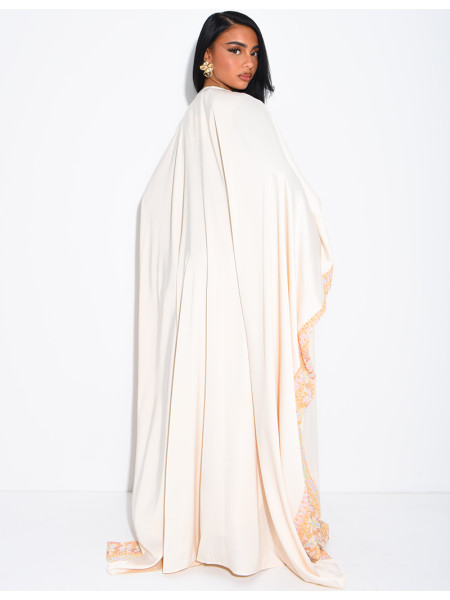 Ensemble à broderies & strass robe sans manches et kimono avec ceinture