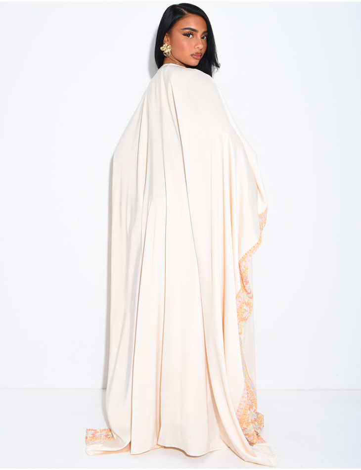 Ensemble à broderies & strass robe sans manches et kimono avec ceinture