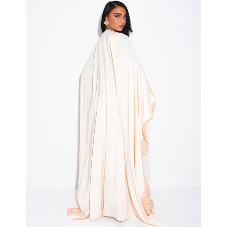 Ensemble à broderies & strass robe sans manches et kimono avec ceinture