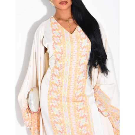 Ensemble à broderies & strass robe sans manches et kimono avec ceinture