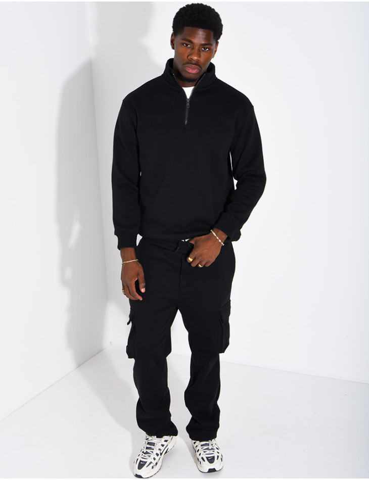 Ensemble pantalon à poches et pull à col zippé