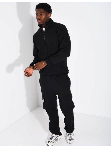 Ensemble pantalon à poches et pull à col zippé