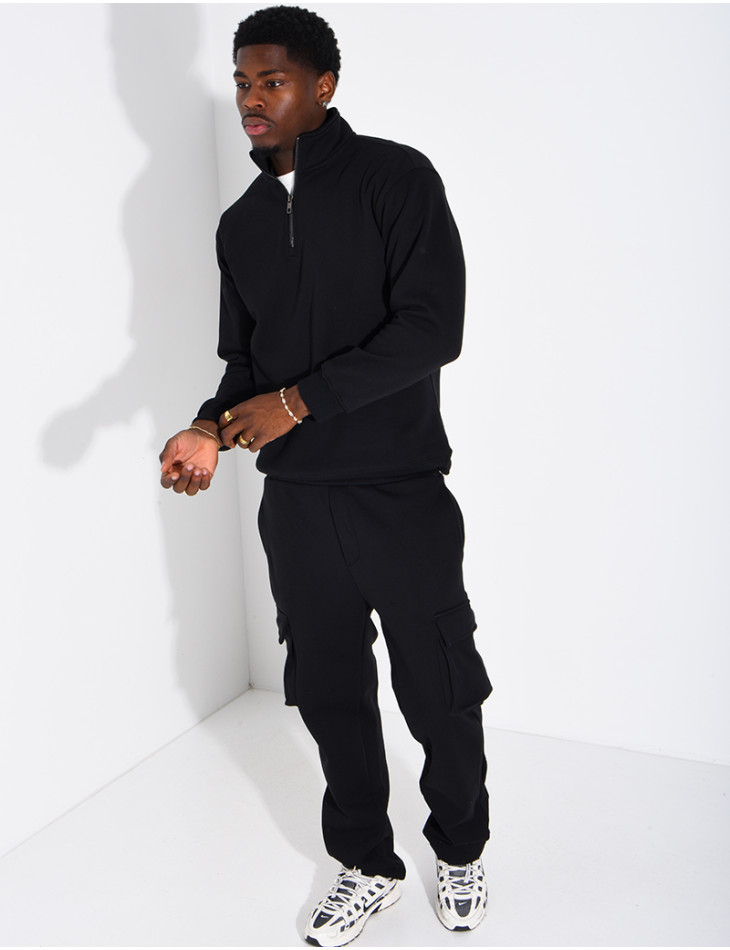 Ensemble pantalon à poches et pull à col zippé