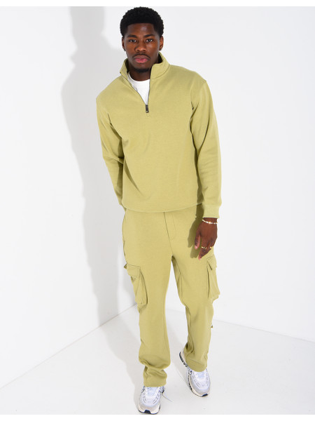 Pants and zip-neck sweater set