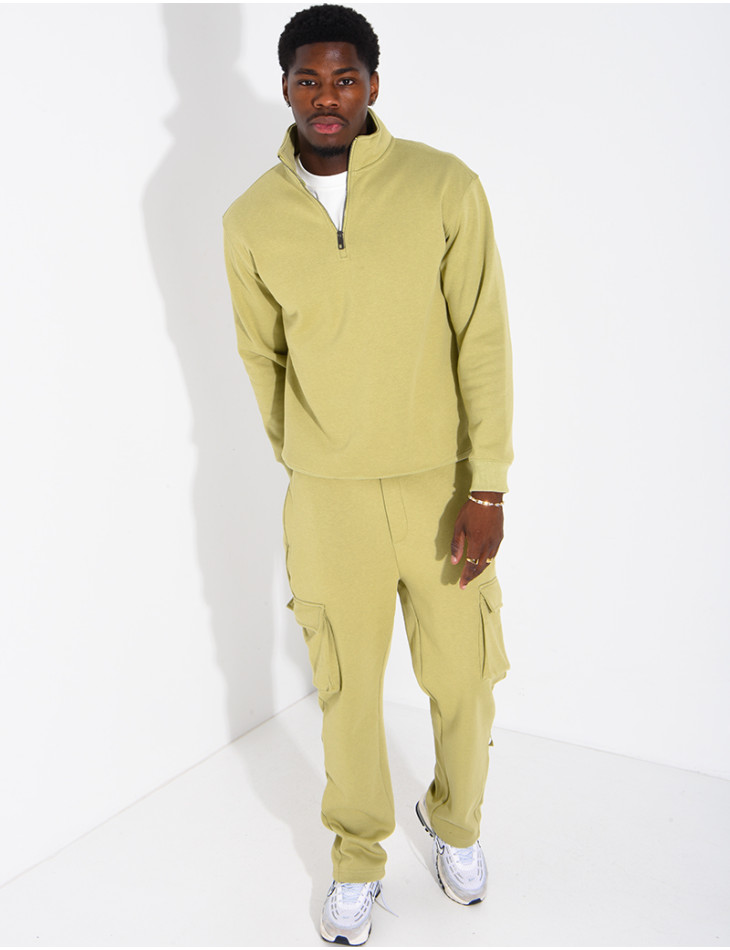 Pants and zip-neck sweater set