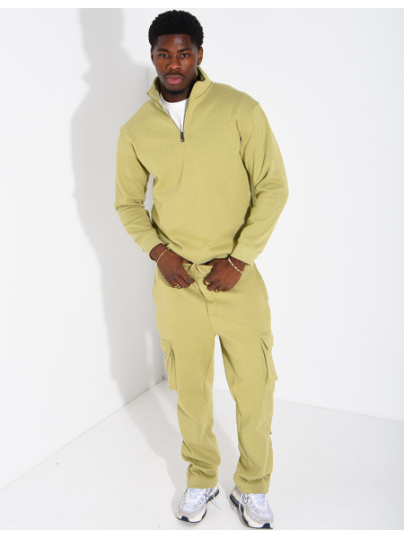 Pants and zip-neck sweater set