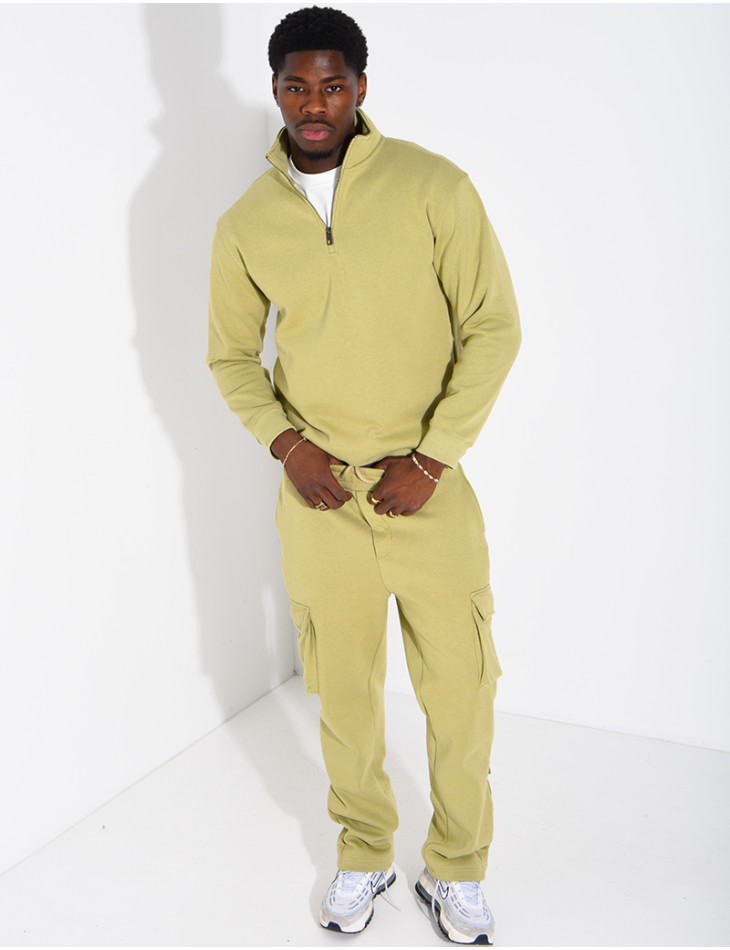 Pants and zip-neck sweater set