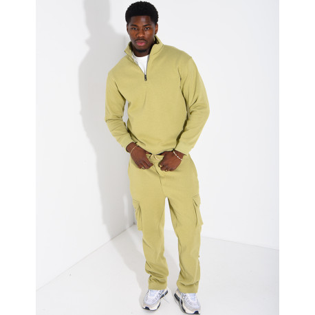 Pants and zip-neck sweater set