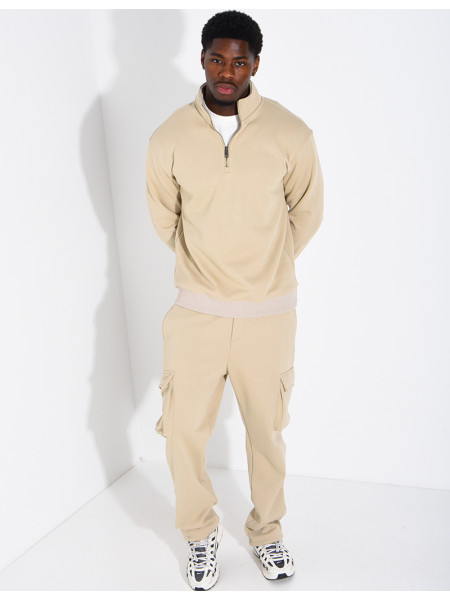 Ensemble pantalon à poches et pull à col zippé