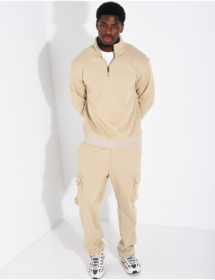 Ensemble pantalon à poches et pull à col zippé