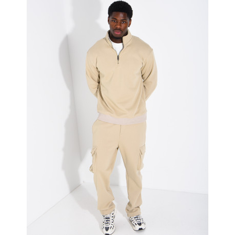 Ensemble pantalon à poches et pull à col zippé