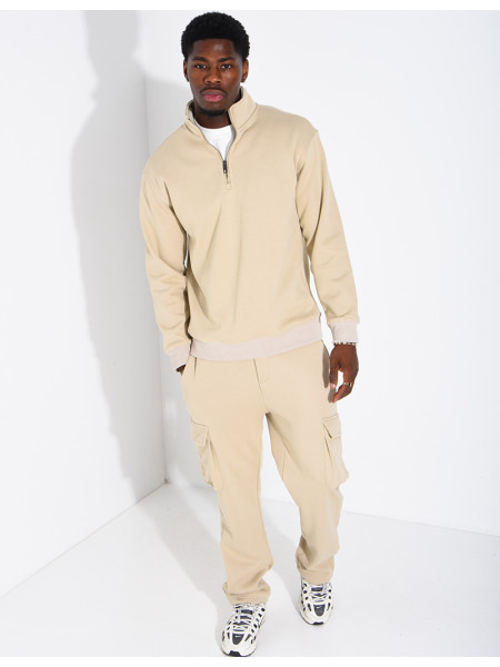 Ensemble pantalon à poches et pull à col zippé