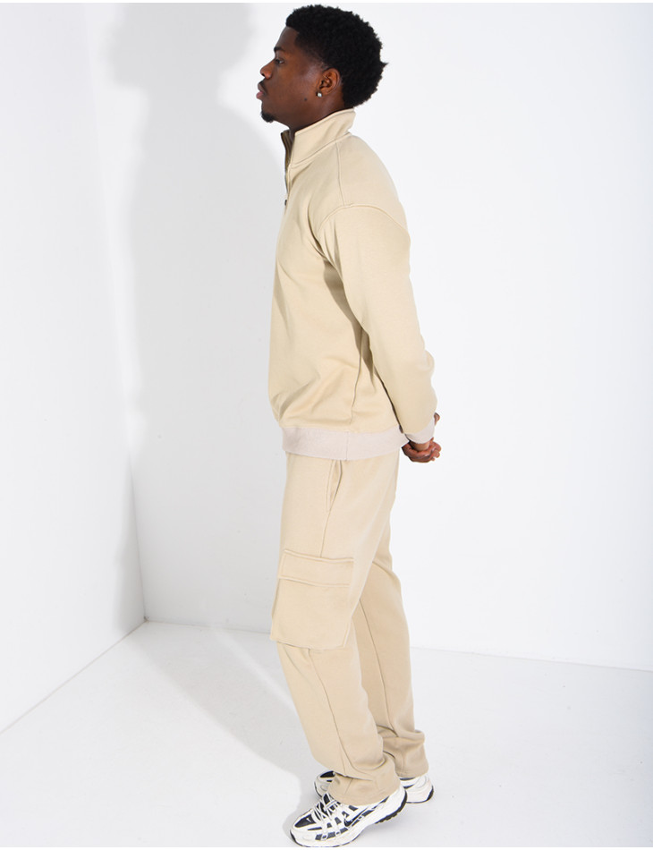 Ensemble pantalon à poches et pull à col zippé