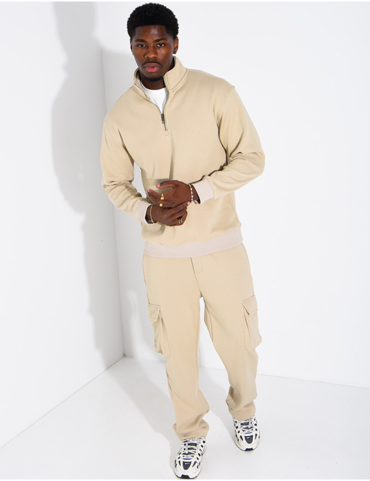 Ensemble pantalon à poches et pull à col zippé
