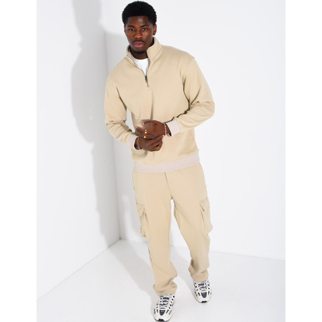 Ensemble pantalon à poches et pull à col zippé